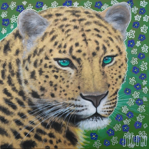 王甜心作品《豹子》限量1件100%手绘画布艺术原作