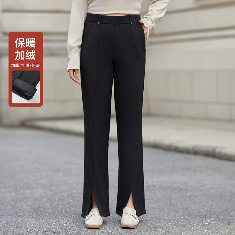 【微喇开叉】C纤莉秀大码女装胖mm高腰垂感显瘦时尚休闲裤QI5399