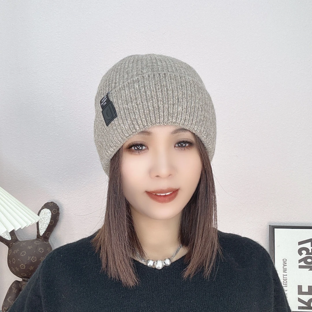 男女同款加厚针织毛线帽女冬季保暖加绒套头帽防寒防风包头帽子