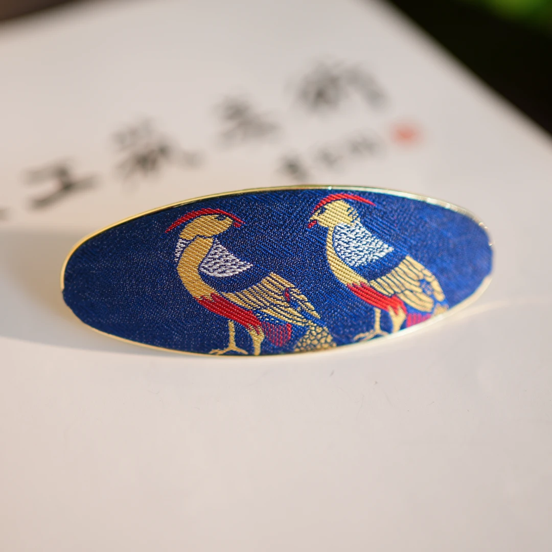 【翟鸟弹簧夹】LDX非遗宋锦面料 手工拎缝 尺寸8cm 日常国风礼品