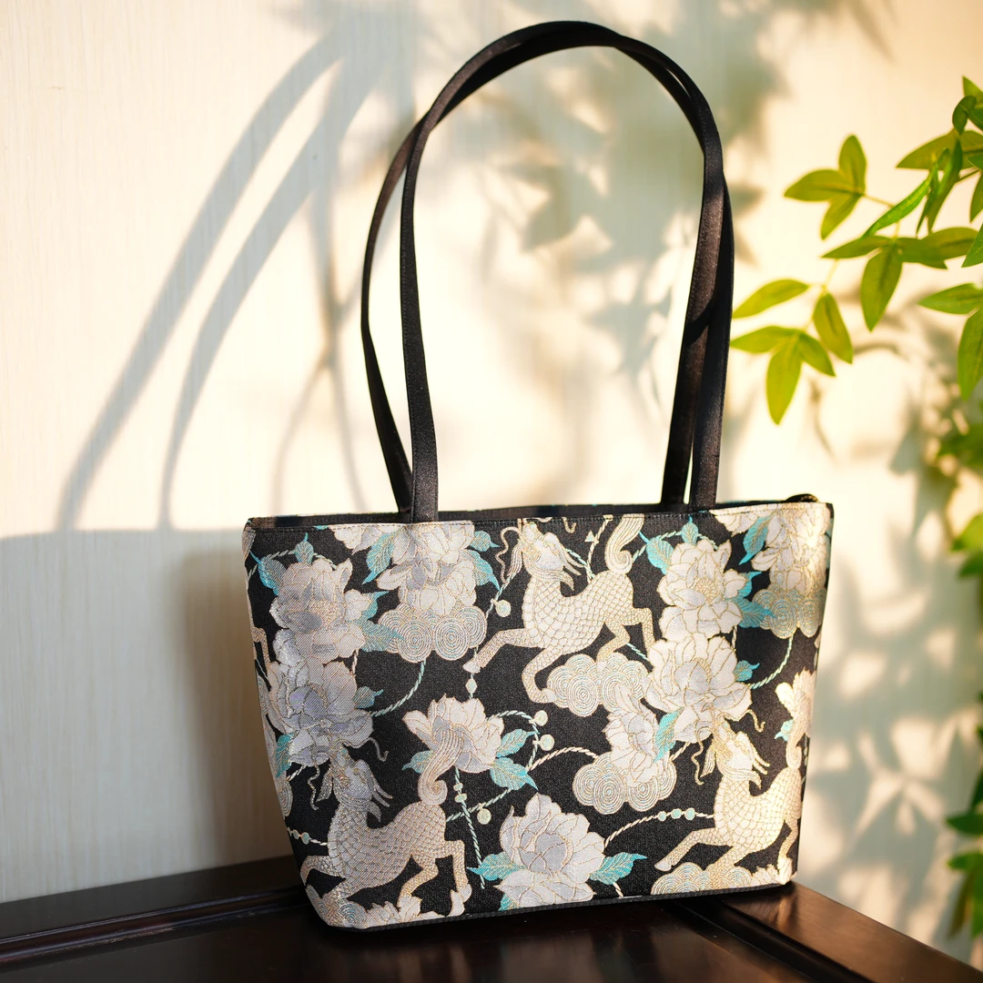 【麒麟牡丹托特包】LDX非遗宋锦 尺寸28*18cm 国风搭配礼品