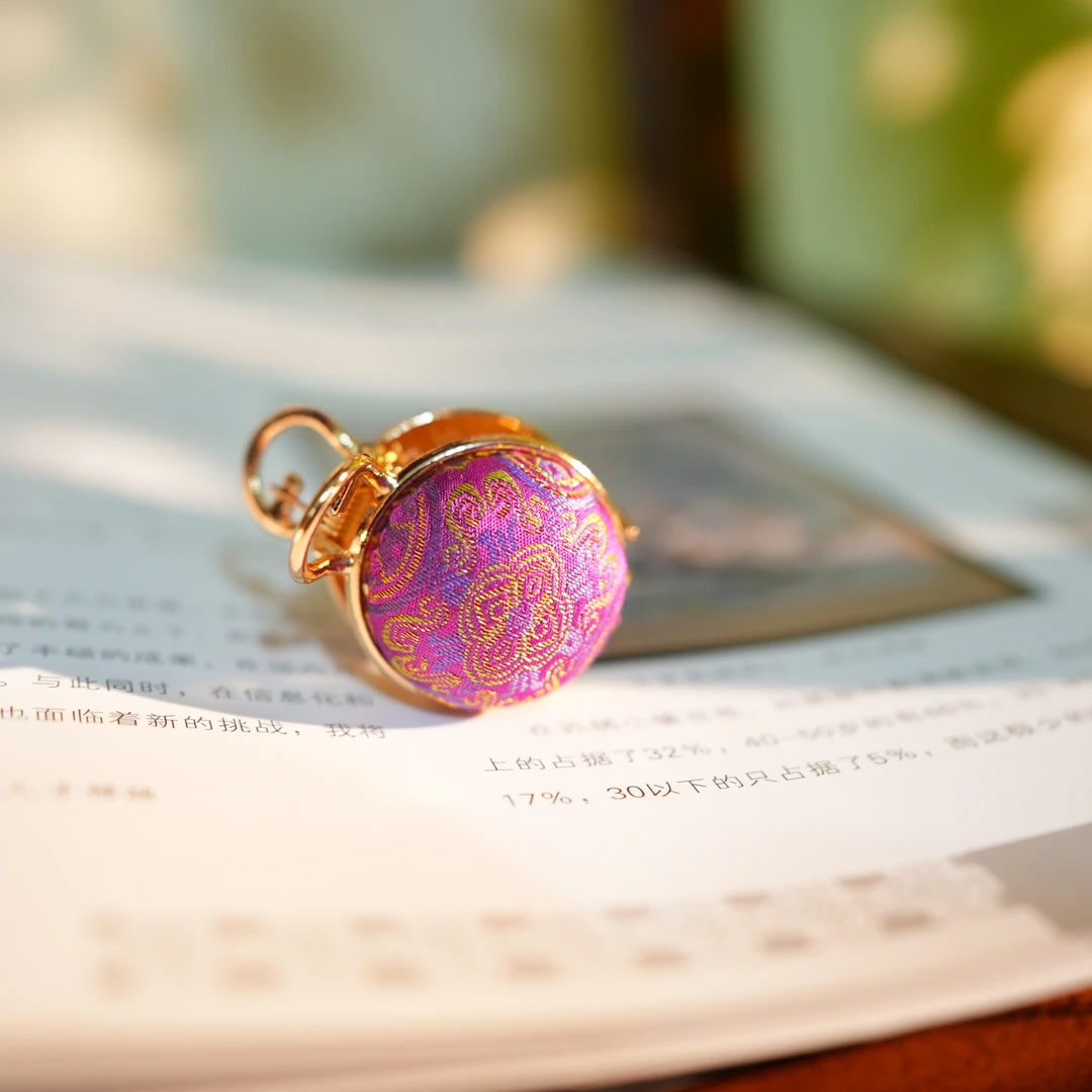 【紫色定胜纹小抓夹】SJK非遗宋锦面料 主体2.7cm 手工拎缝