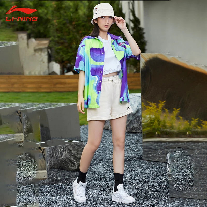LI-NING/李宁夏季中国李宁系列 运动T恤宽松短袖衬衫女款ASHS018