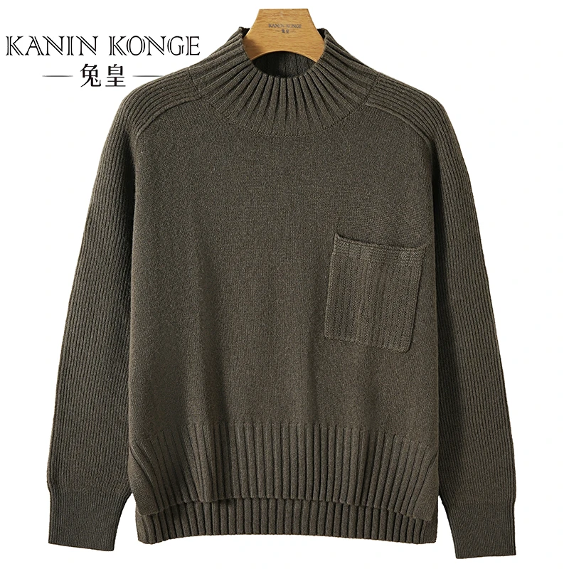 兔皇秋冬新款纯山羊绒针织时尚保暖半高领百搭女羊绒衫ZBTH221138