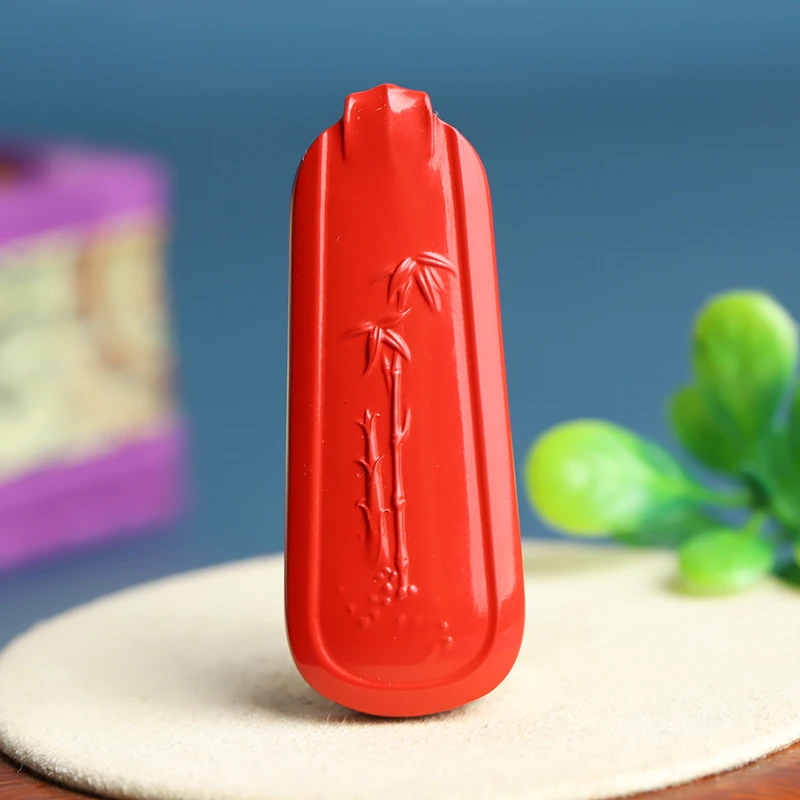 含辰砂工艺品高含量朱砂竹报平安守护牌红砂