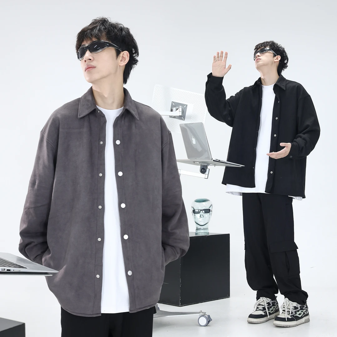 COURSEMYS聪明陈 日系ins潮流百搭长袖衬衫男宽松休闲帅气薄外套