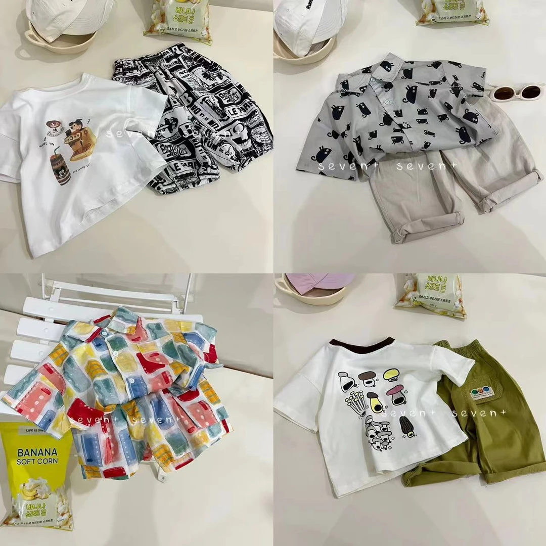 【MM小象】(X201)夏款儿童套装男女童韩版小童休闲百搭时尚套装