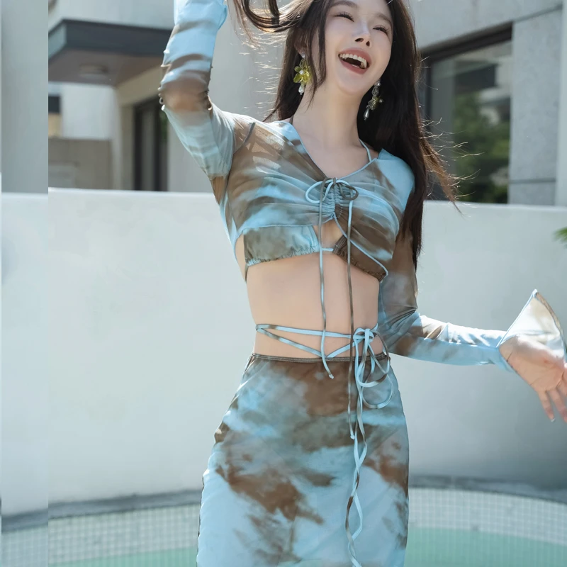 2023新款夏季泳衣女夏显瘦分体四件套性感高级感比基尼bikini保守