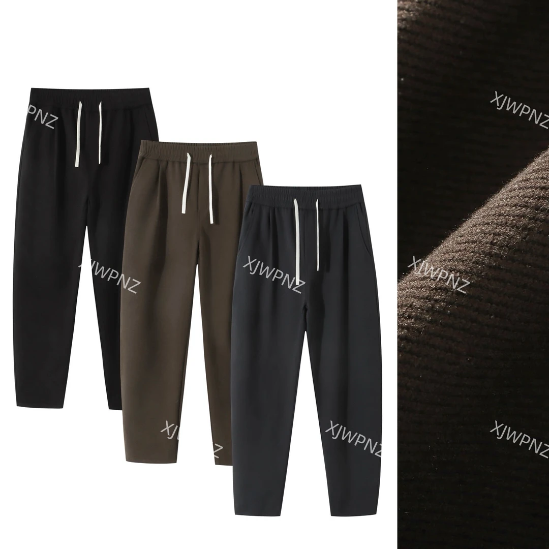 295斤可穿冬季加绒重磅弹力超柔斜纹大裆版中高腰厚款休闲直筒裤