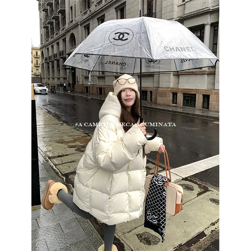 LUU桃喜儿/新国标！90白鸭绒羽绒服女冬宽松连帽设计感外套超好看