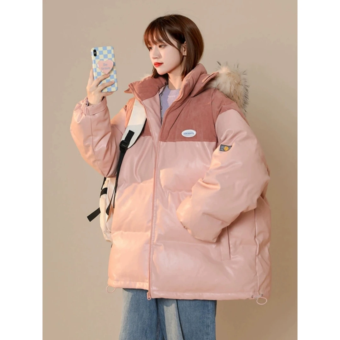 冬季加厚棉服女学生韩版宽松设计感棉衣百搭情侣连帽潮流港风ins