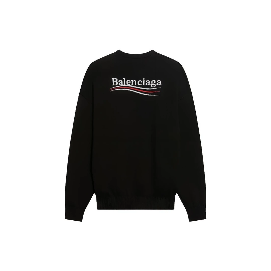 全新未使用 Balenciaga/巴黎世家 黑色可乐刺绣logo圆领休闲毛衣