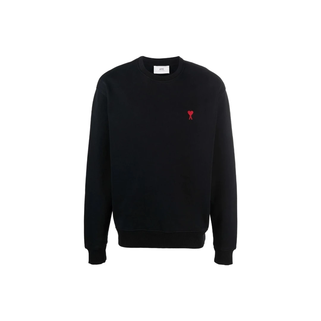 全新未使用 AMI DE COEUR 黑色经典小爱心刺绣logo圆领休闲卫衣