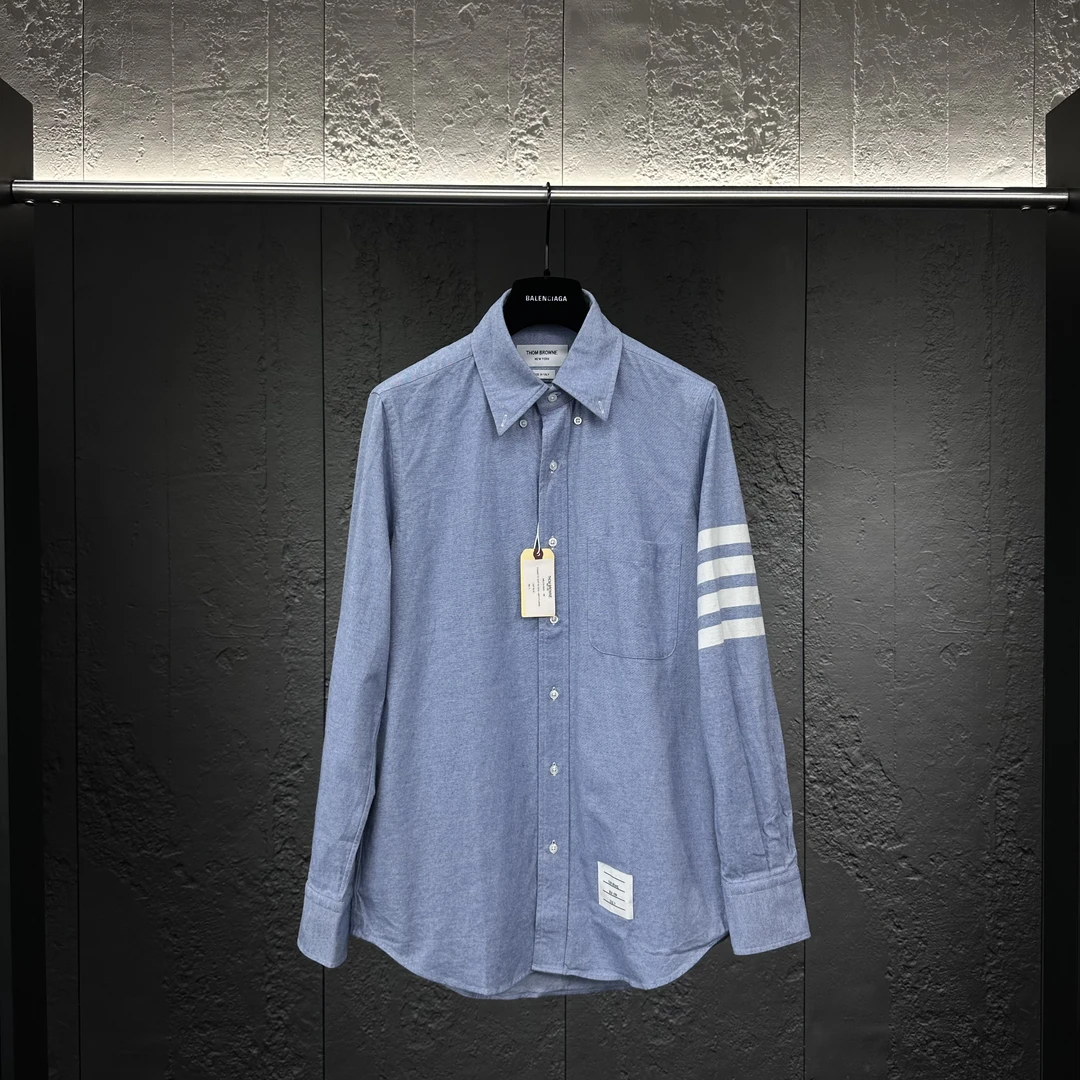 全新未使用 THOMBROWNE 浅蓝色牛津经典四条杠长袖衬衫