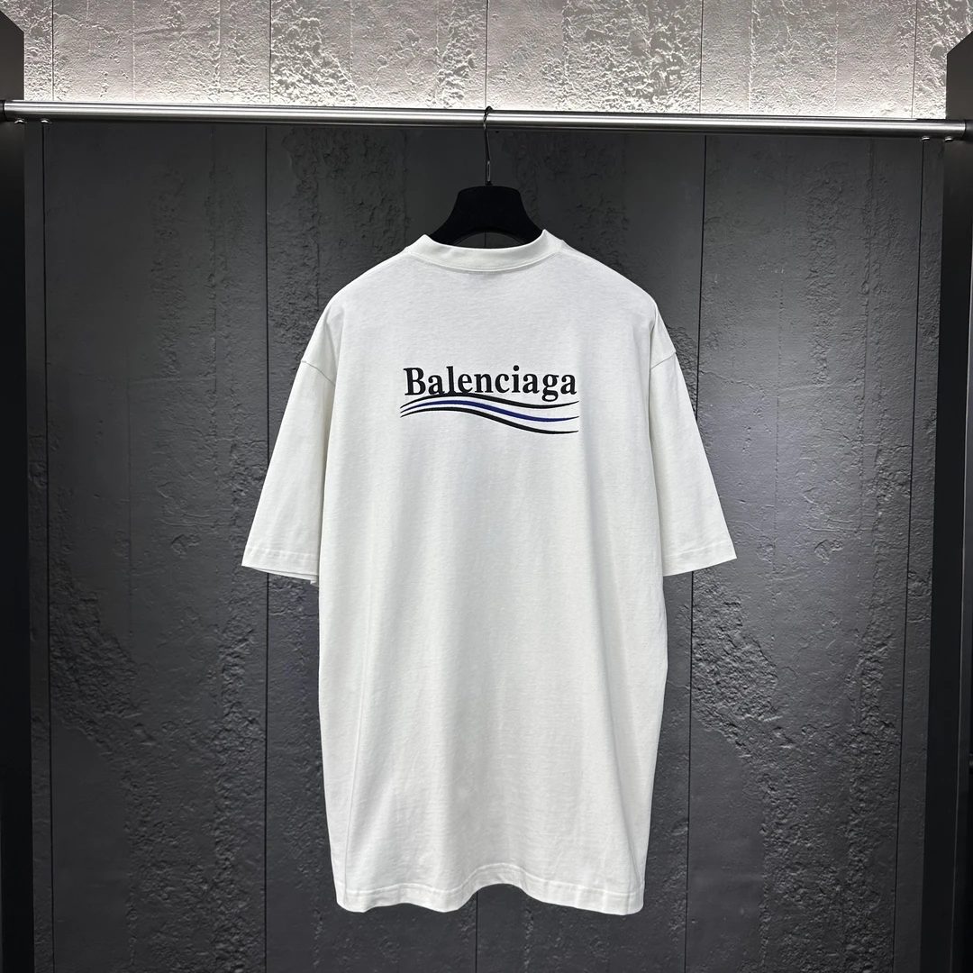 全新未使用 Balenciaga/巴黎世家 白色刺绣可乐logo短袖T恤