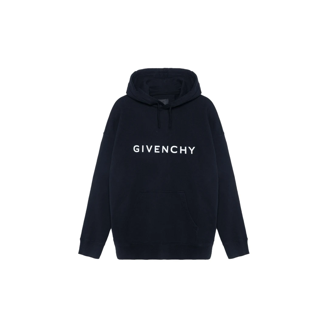 全新未使用 Givenchy/纪梵希 黑色经典字母logo印花帽衫连帽卫衣