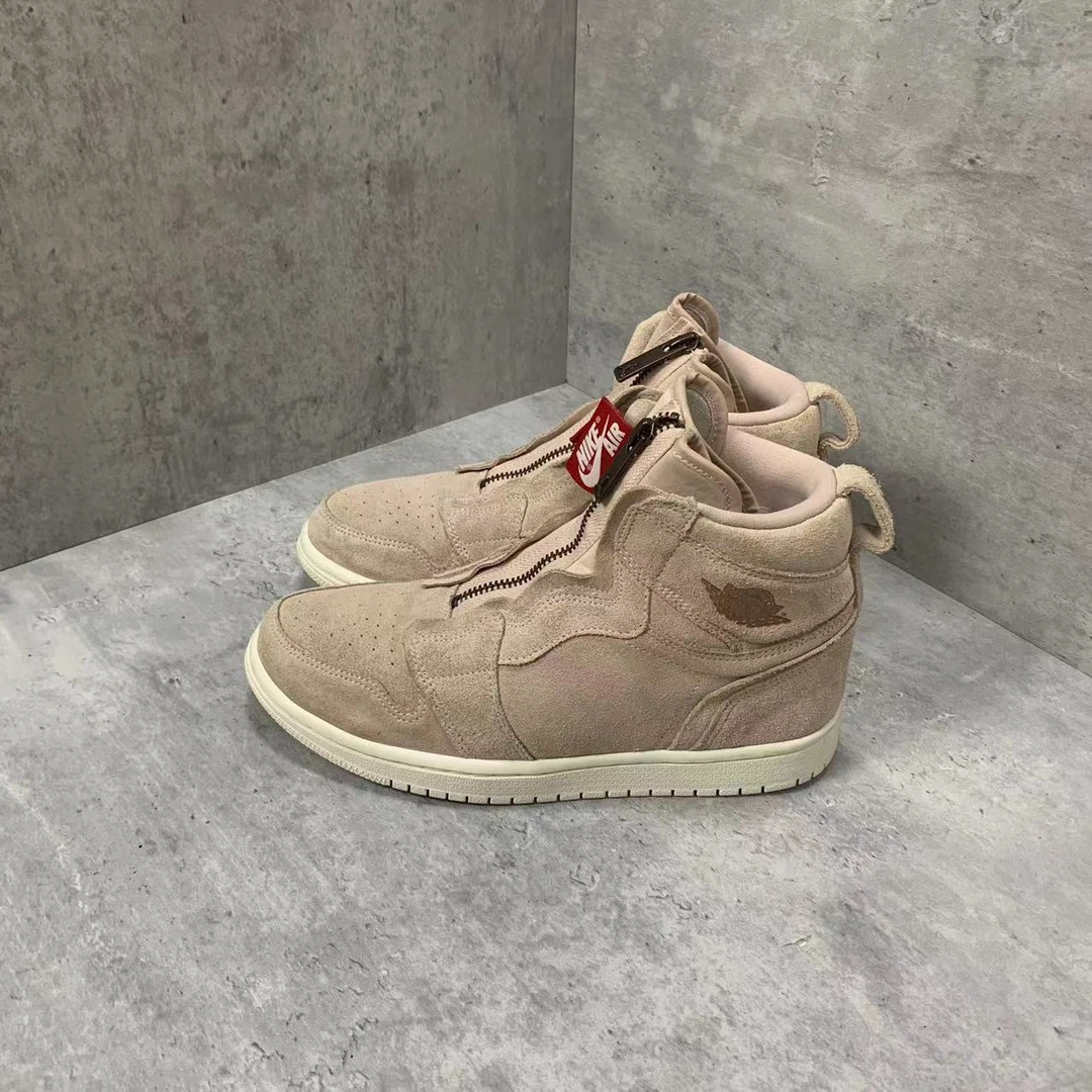 38码 AJ1 樱花粉 牛皮 拉链 高帮 复古 篮球鞋