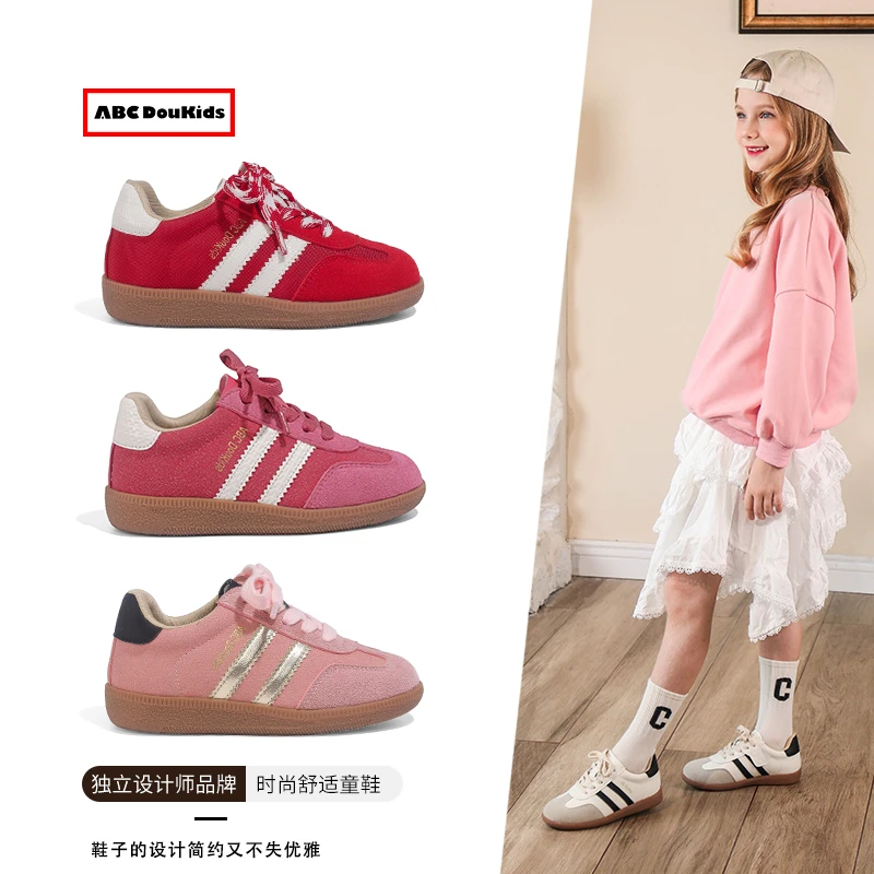 ABC Doukids女童秋时尚休闲运动鞋2025新款舒适百搭儿童阿甘鞋