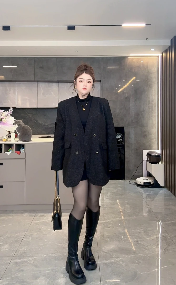 *小爱家 细闪西装夹棉小香风名媛外套