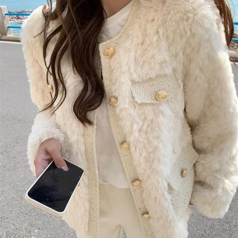 【小爱家】小香风毛秋冬厚外套网红洋气时尚气质显瘦上衣女外套