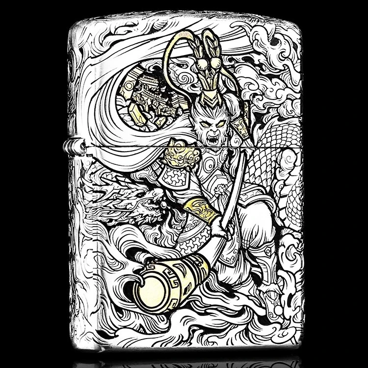 ZIPPO/之宝打火机正品-齐天大圣镀银系列错金银立体雕刻DYJ1