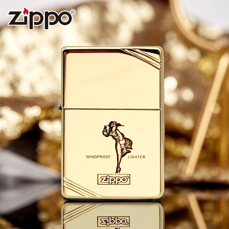 ZIPPO/之宝打火机/-1937-切角风女-黄铜雕刻-个性DYJ1