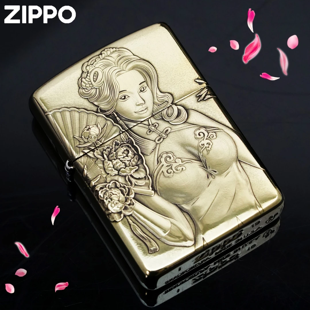 ZIPPO/之宝打火机正品168-潘金莲-黄铜立体雕刻-个性DYX1H1M1