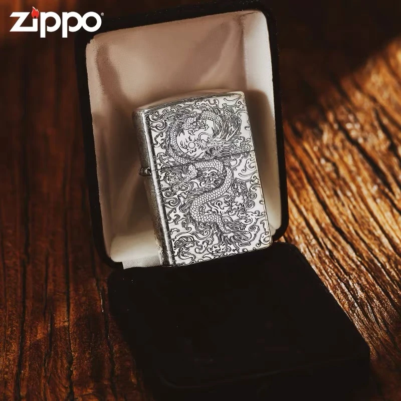 ZIPPO/之宝打火机正品/S925银雕刻-祥云龙纹-经典 简约 DYJ1