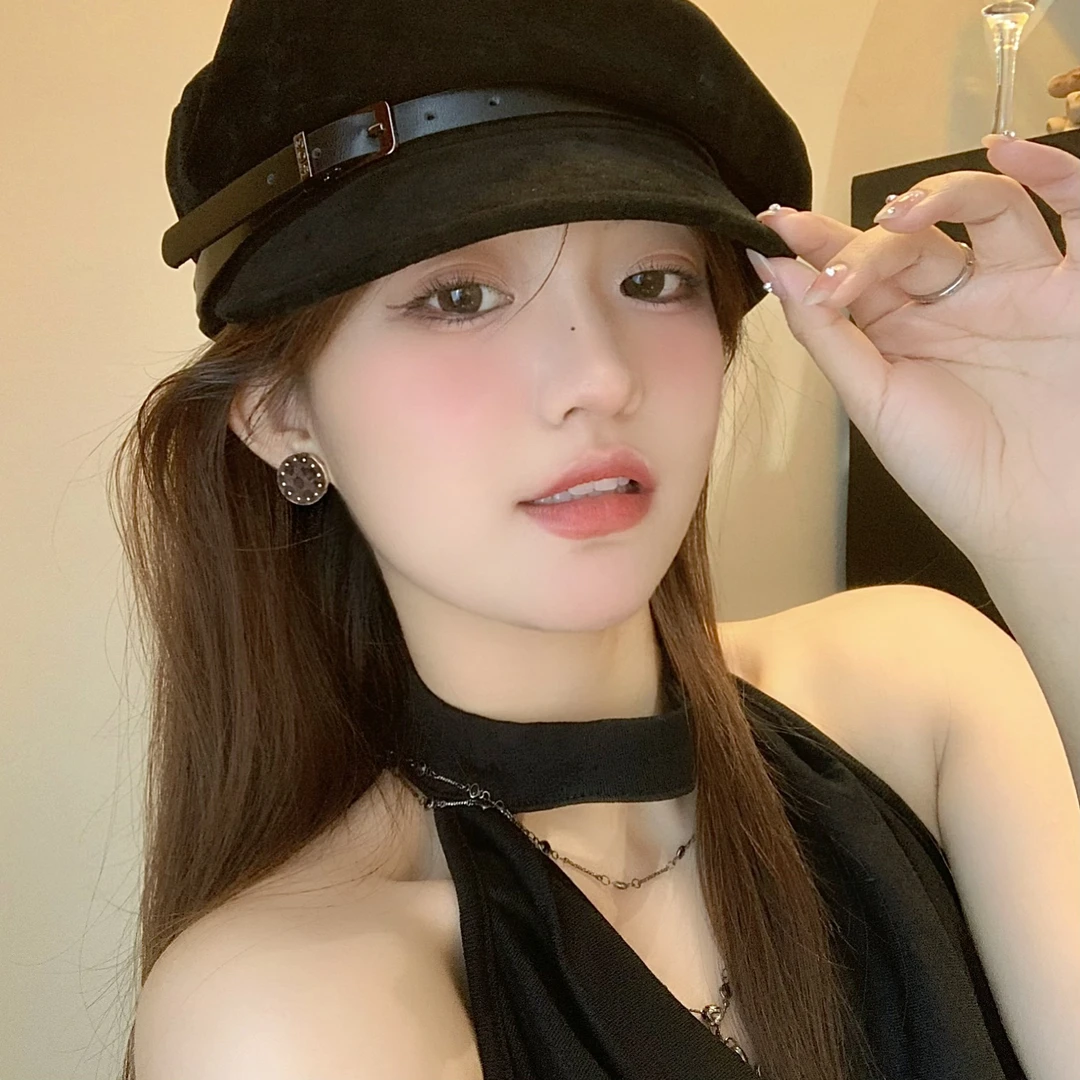 FULL GIRLISH耳环00817法式复古植绒圆形小众耳饰