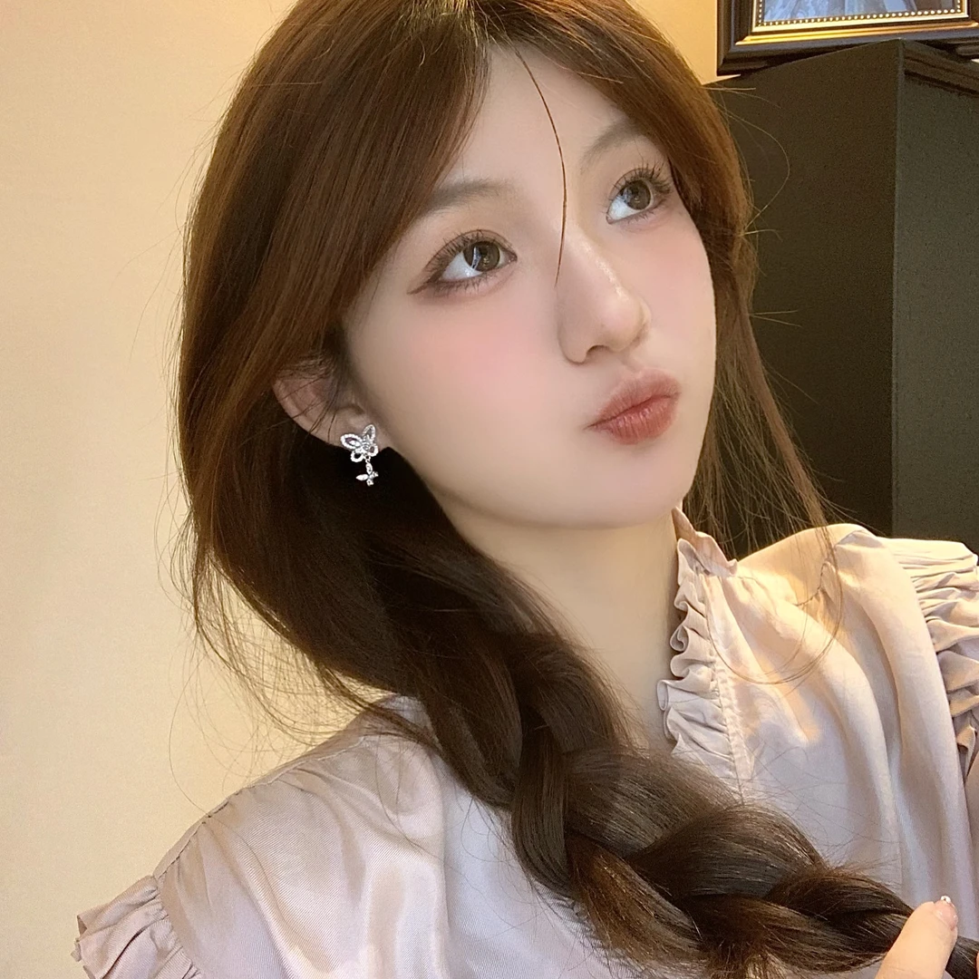 FULL GIRLISH耳环00828轻奢满镶双蝴蝶耳饰女