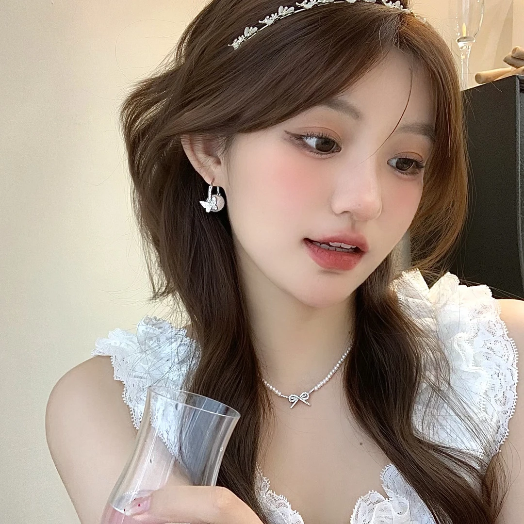 FULL GIRLISH耳环00586轻奢蝴蝶珠珠耳饰少女