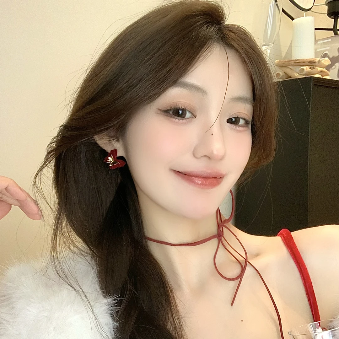 FULL GIRLISH耳环01042红色蝴蝶秋冬新款出门耳饰少女