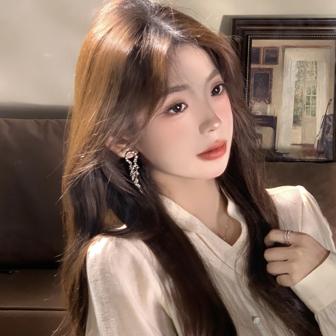 FULL girlish 00254超仙时尚精致树叶长款流苏耳环女