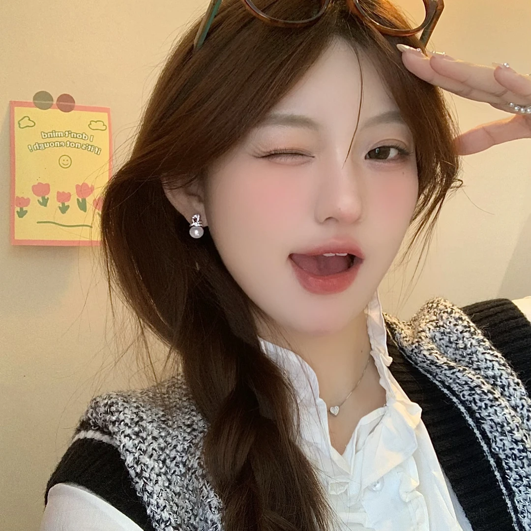 FULL GIRLISH耳环00783打结珠珠气质少女耳饰