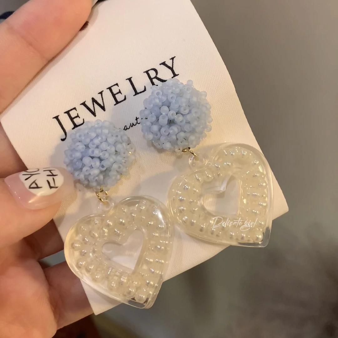 FULL girlish G1-00181时尚花朵复古爱心珠珠耳环