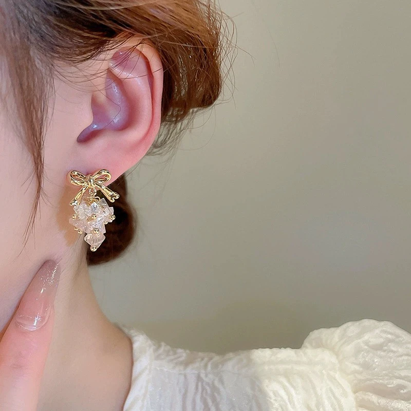 925银针耳饰 蝴蝶结耳环韩系甜美百搭气质小众高级感耳饰