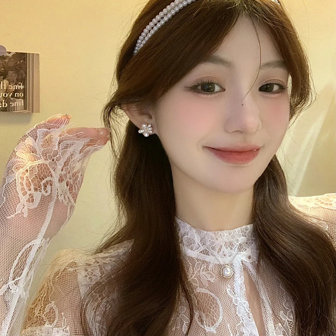 FULL GIRLISH耳环00824百搭花朵珠珠耳饰少女