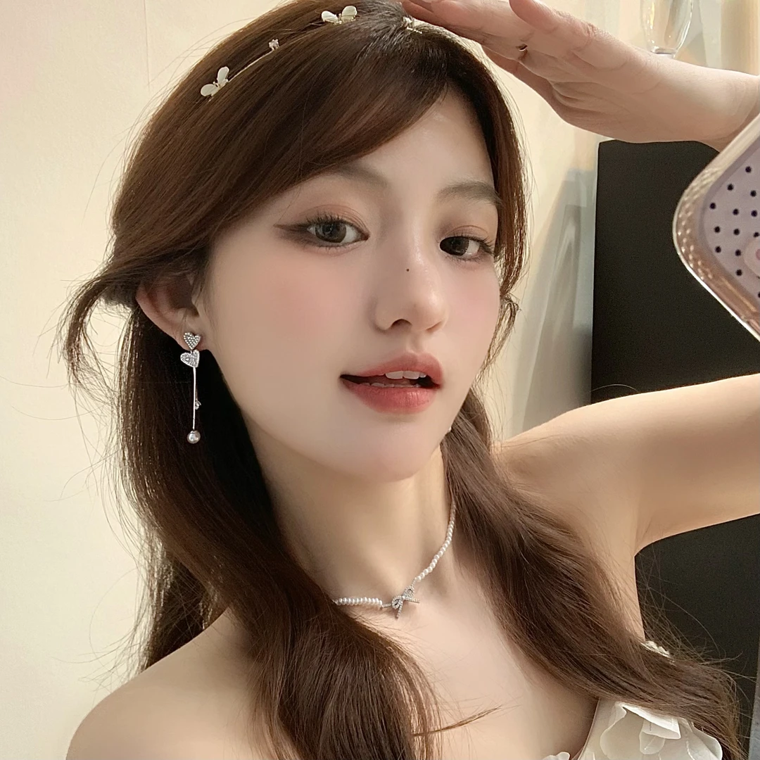 FULL GIRLISH耳环00952爱心珠珠流苏气质耳饰