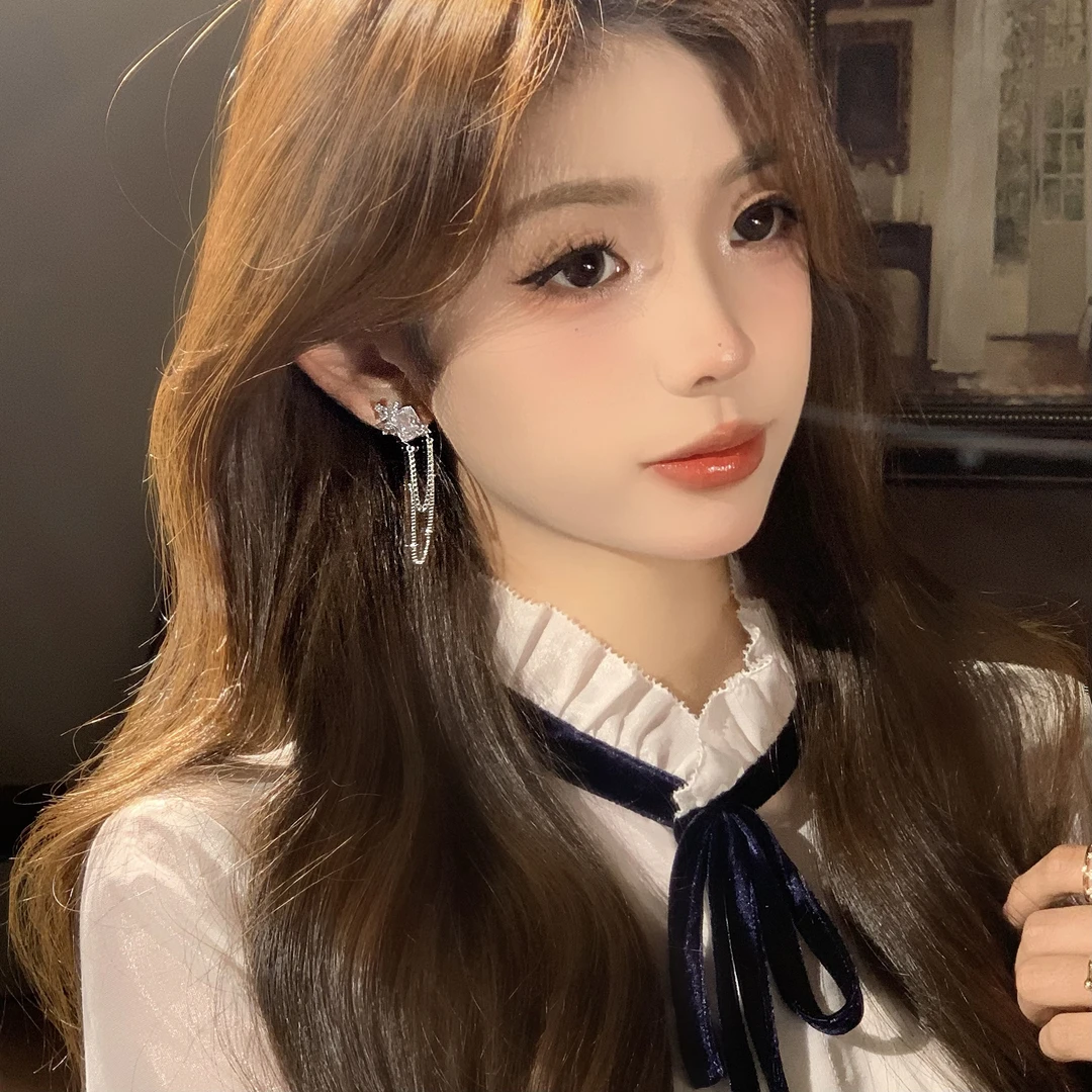 FULL GIRLISH耳环00932蝴蝶珠珠轻奢流苏耳饰