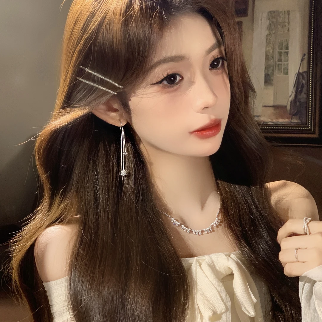 FULL GIRLISH耳环00547气质珠珠流苏百搭微镶