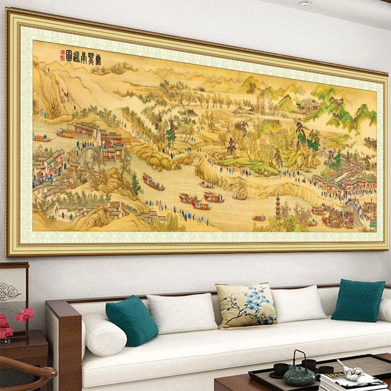 康熙南巡图十字绣新款中式线绣客厅古典名画风景大幅手工家居