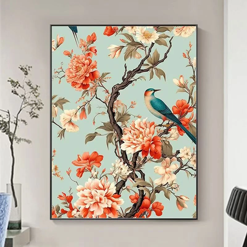 喜上枝头十字绣新款2025高级感客厅卧室沙发背景满绣34色无勾边