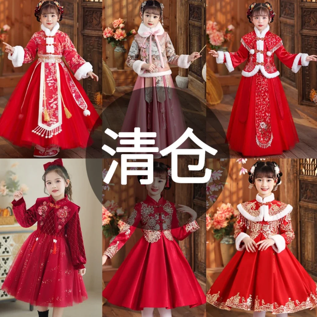 女童连衣裙公主裙韩版长袖秋冬季春秋季细闪加绒儿童女童洋气裙子