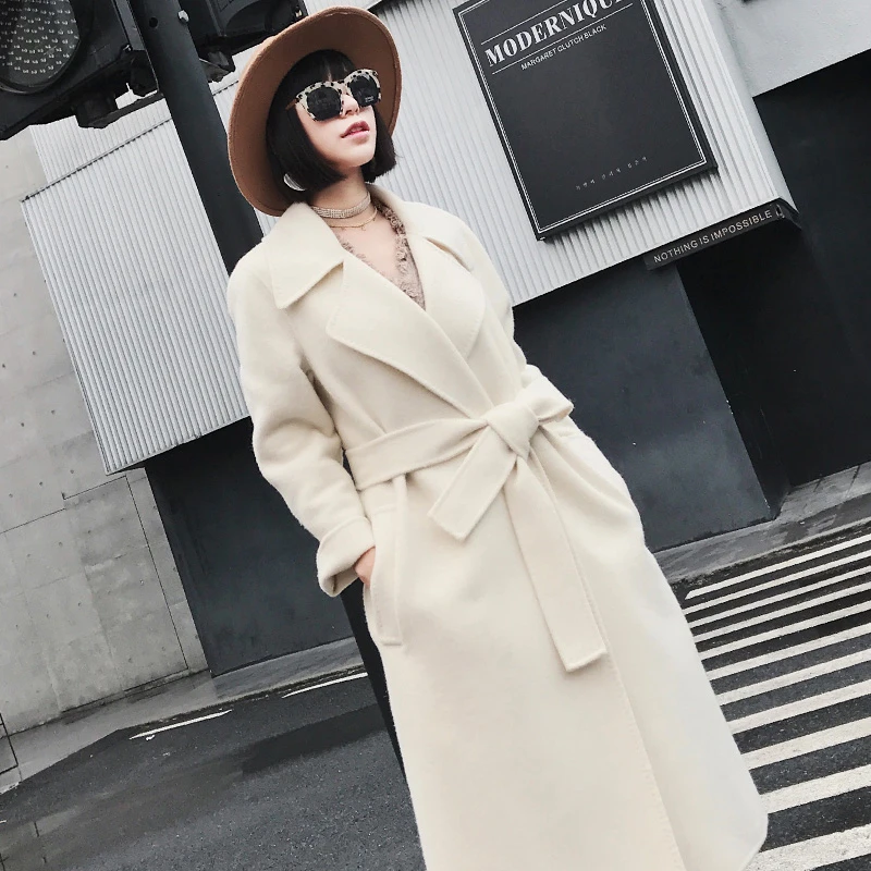 【BESSTINA】羊驼毛大衣女气质网红时尚中长款双面呢大衣秋冬