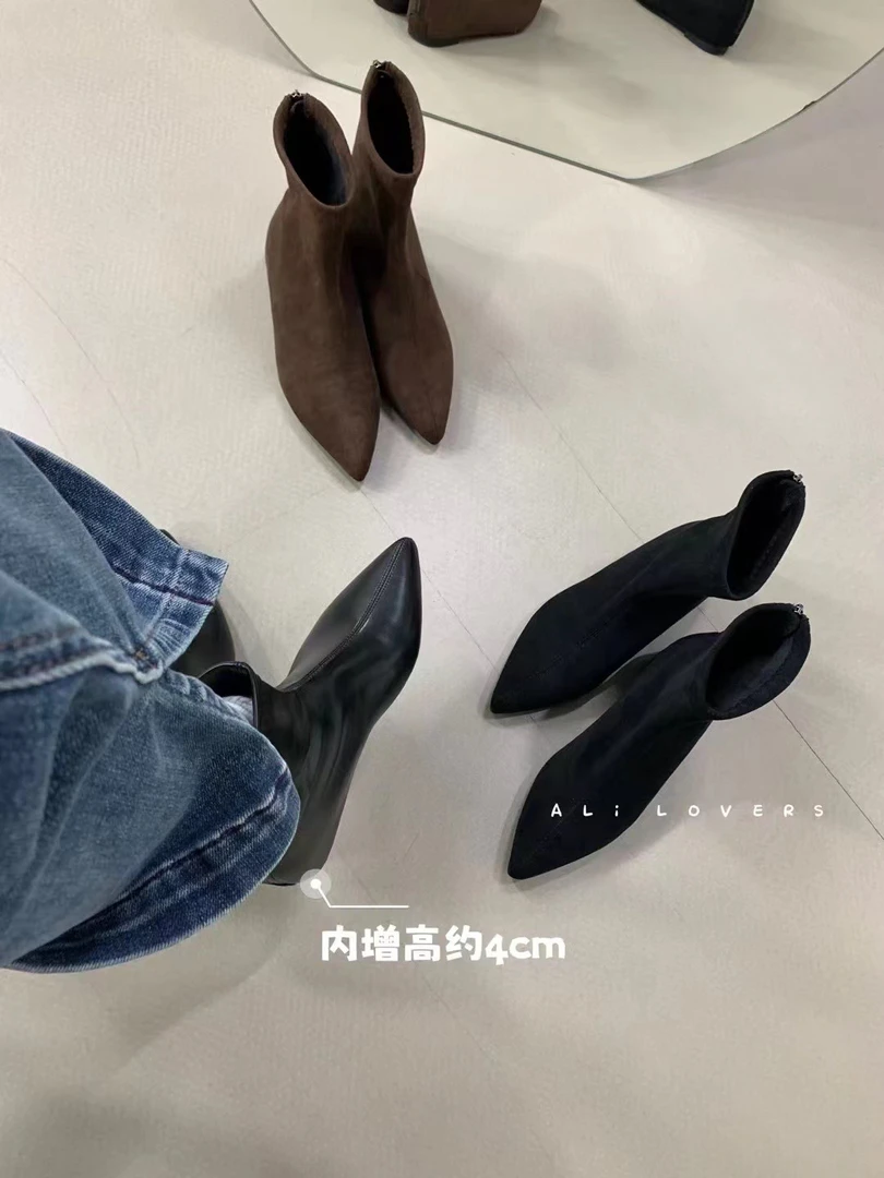 梦梦家/B 3-1A 韩系极简风小短靴～内增高百搭高级小个子必备腿精