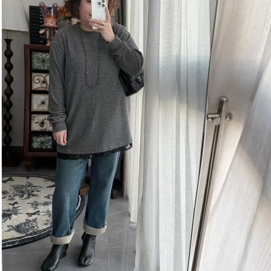 Meet遇见-冬季定制版蕾丝边打底T恤
