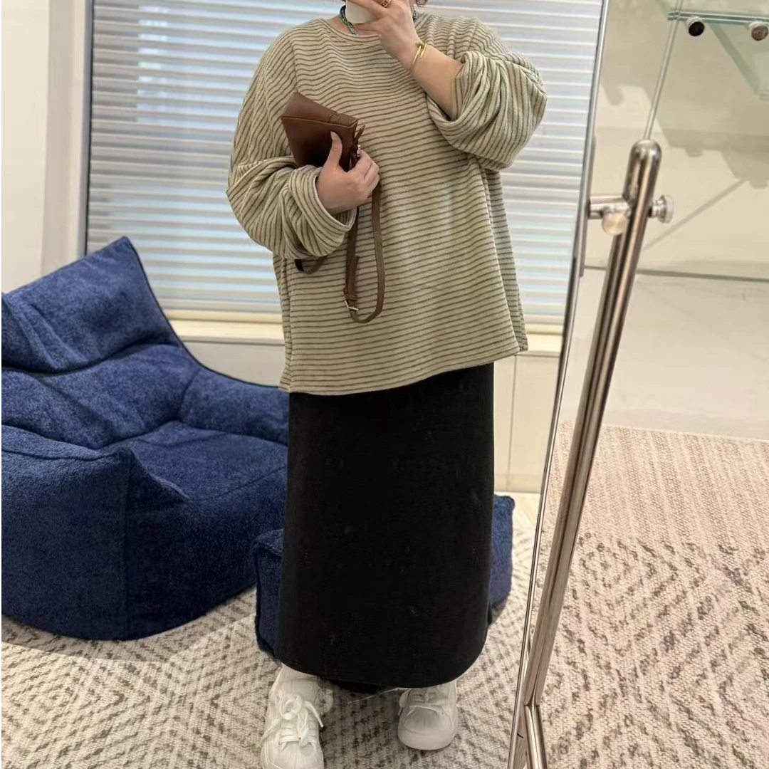 Meet遇见-冬季条纹毛毛针织衫