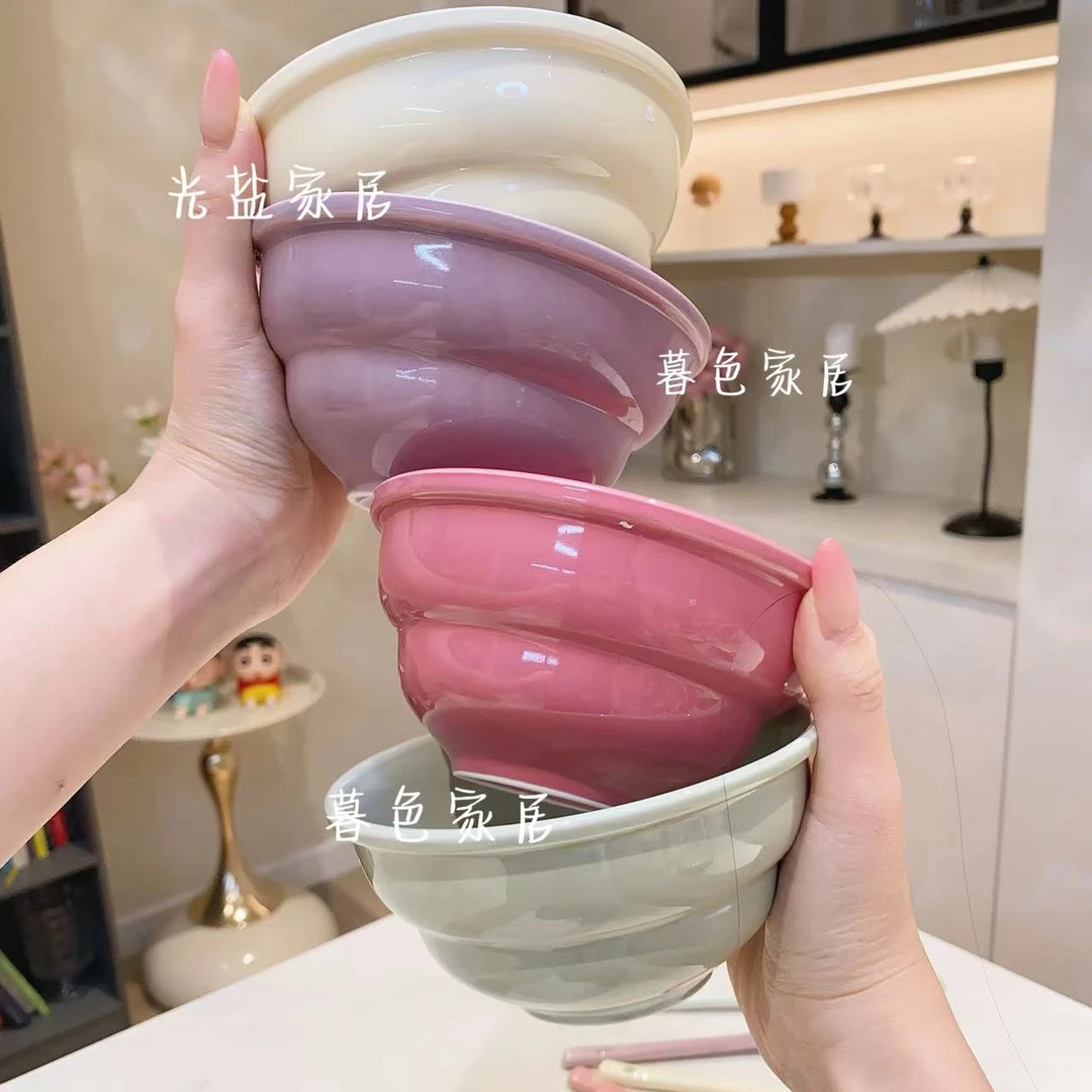 【4碗】5英寸奶油风陶瓷碗米饭碗家用碗饭碗防烫可爱餐具碗