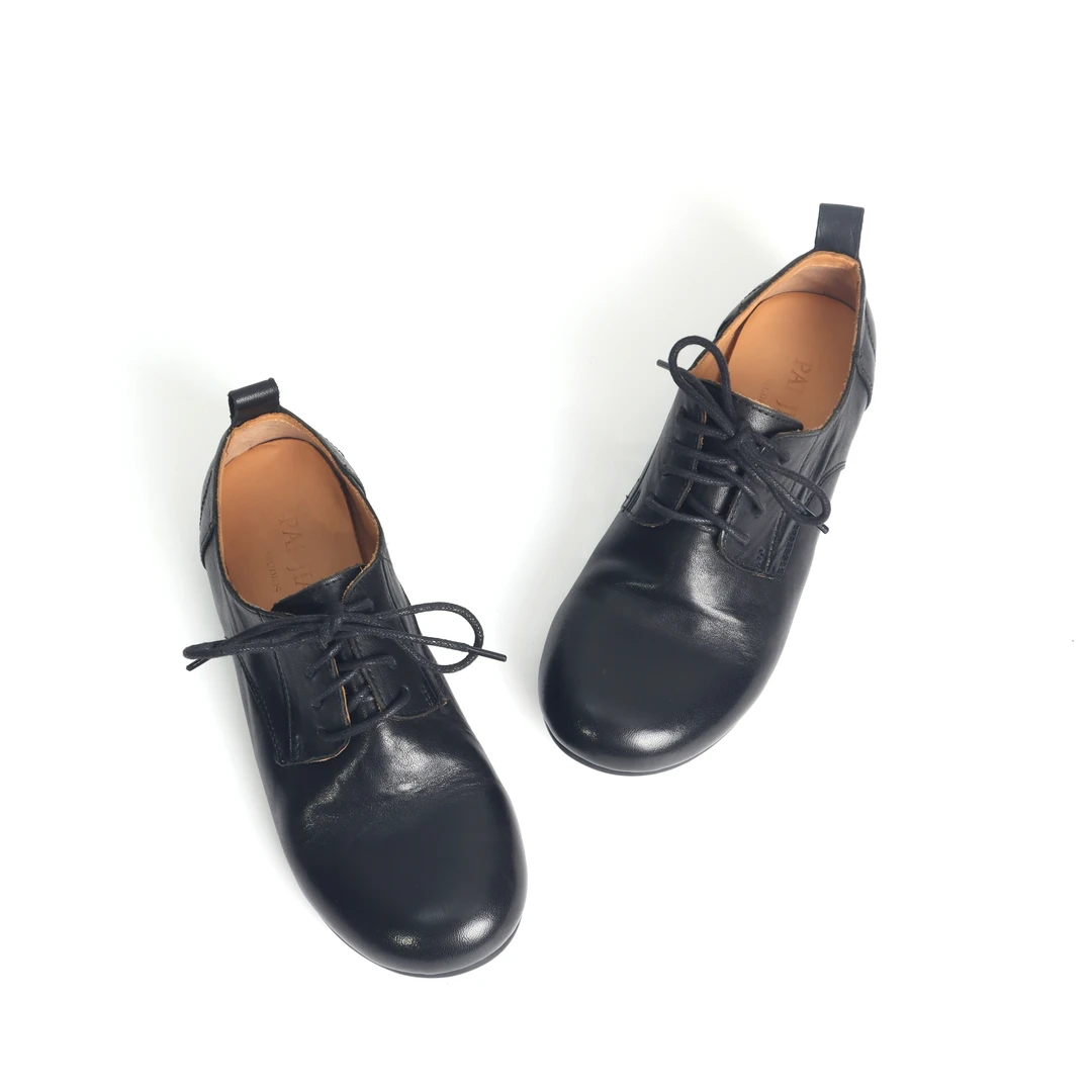 通勤系带单鞋马皮鞋英伦风一脚蹬手工鞋休闲女士皮鞋PJ658-1