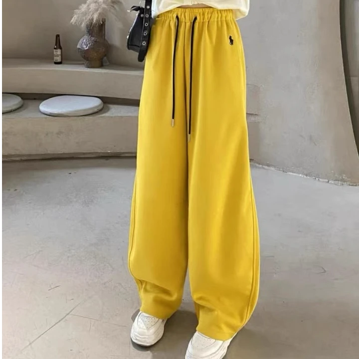 美式阔腿裤女秋冬2024新款宽松高腰垂感直通休闲卫裤加绒加厚